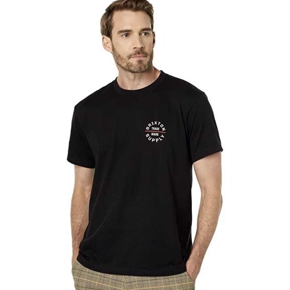 Brixton Black Short-Sleeve Crewneck T-Shirt with Chest Logo
